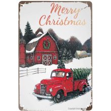 Vintage Tin Sign Merry Christmas