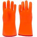 Cotton winter gloves with rough finish pvc coating