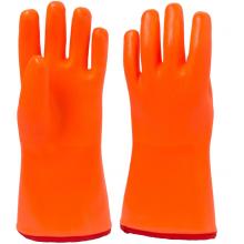 Cotton winter gloves with rough finish pvc coating