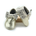 New Styles Metal Gold Bow Girls Baby Moccasins