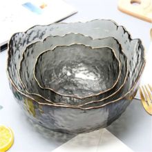 Smoke Gray Painted Gold Salad Bowl