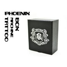 Hochwertige Tattoo-Maschinenbox im Lederstil mit Phoenix-Logo