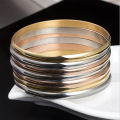 7pcs Strand multi Tri-Color aço inoxidável pulseira pulseira conjunto