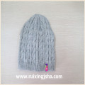 Unisex Grey Knit Pattern Cable Beanie