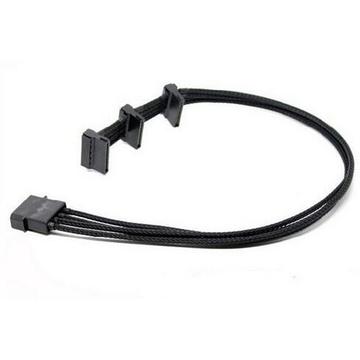 Black Sleeved 4pin Molex bis rechtwinklig 3 X SATA-Kabel