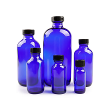 30ml empty blue boston round glass bottle