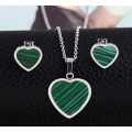 Fashion Malachite Heart Shape Wedding Jewelry Set