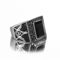 Custom logo black gold Masonic gem ring