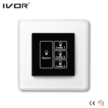3 Gangs Lighting Switch Touch Panel with Master Control Glass Outline Frame (HR1000A-GL-L3M)