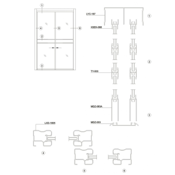 Porte d&#39;armoire en profilés aluminium 84mm