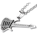 Amateurs de musique de couleur noire en acier inoxydable acier flottant guitare pendentif bijoux