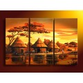 Handmade africano paisagem pintura a óleo (ar-066)