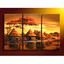 Handmade africano paisagem pintura a óleo (ar-066)