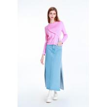 A-line Mid-length Denim Skirt