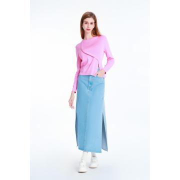 A-line Mid-length Denim Skirt
