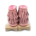 Botas de invierno para bebé niña de piel de ante rosa