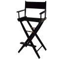 30" Black Frame Directors Makeup Chair with Black Canvas