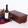 Caja de cuero personalizada doble paquete de vino