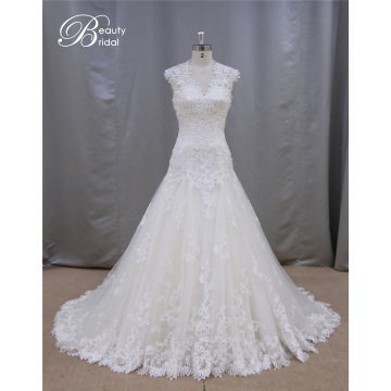 A-Line Bridal Wedding Dress Corset Back Keyhole Back