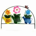 Metal Outdoor Decoration Bright Colored Fence with Cloth Flower