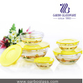 5PCS Glass Bowi Set avec design d&#39;impression de canard jaune