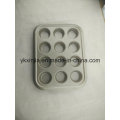 12 taza Muffin de acero al carbono Pastel antiadherente Bakeware pan de hornear