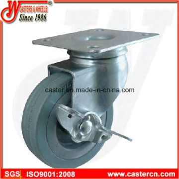 3 Inch Gray Rubber Swivel Caster with Side Brake