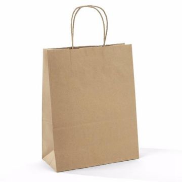 Logo de sac de papier d&#39;achats de kraft brun 100gsm adapté aux besoins du client