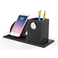 Pen Vase Suporte de lápis Artigos de papelaria Desk Tidy Container Gift Clock Wireless Quick Charger