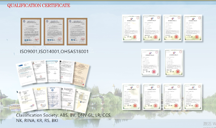 Shipboard power cable company certificate