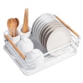 Cutlery Dish Drainer with Wooden Handle - White