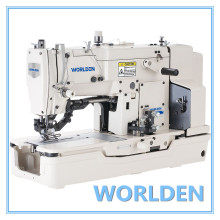 Máquina de coser industrial serie alta velocidad doble pespunte recto botón Holing Wd-781