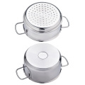 2-tier stainless steel saucepot with steamer insert