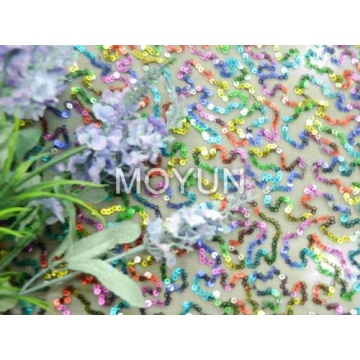 POLY MESH WITH 3MM MTLIC COLOR SEQUIN EMBD 50/52"