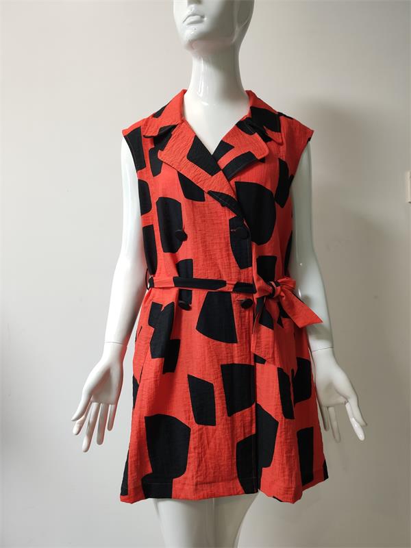 Red and Black Printed Dress