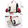 Bolso de mujer Bolso de hombro con bordado de gato lindo Cuero