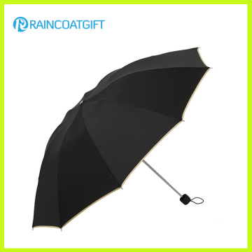 Дешевый рекламный черный 3-полосный зонтик