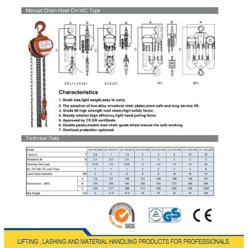 Taladradora de cadena manual de 0,5 Ton a 10 Ton