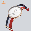 Moda Nylon Aço Inoxidável Voltar Daniel Wellington Style Watch 71255