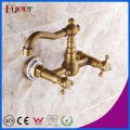 Fyeer Double Cross Handle Wall Mounted Antique Kitchen Faucet