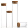 Clear tubular vial glass tube vial with cork