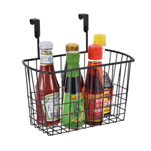 Kitchen Metal wire over Cabinet door organizer basket condiment caddy holder basket