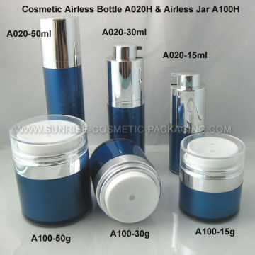 15ml 30ml 50ml Round Shape Blue Cosmetic Airless Bottle Jar