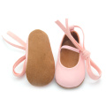 Chaussures habillées roses mignonnes en cuir véritable pour bébé