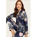 Women Satin Printed Long Sleeve Sleepwear Pajamas