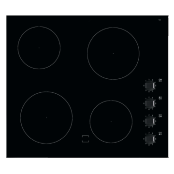 Elektrische Kochfelder schwarzer Glas mit 4 Knöpfen