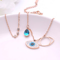 Dainty Rose Gold Blue Crystal Evil Eye Necklace