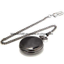 Black Mechanical Skeleton Pocket Watch avec chaîne Fob Hommes Femme