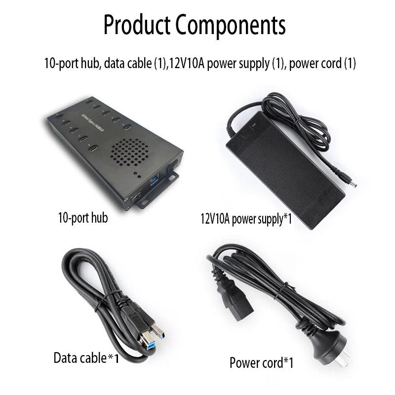 The hub package comes with two cables and an external power supply The hub package comes with two cables and an external power supply