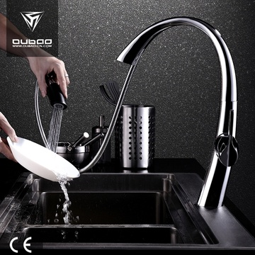 Elegant Deck Mount Pull Out Kitchen Faucet